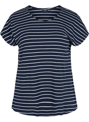 Randig t-shirt i bomull, Blue Stripe, Packshot image number 0