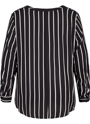 Randig blus i viskos, Black White stripe, Packshot image number 1