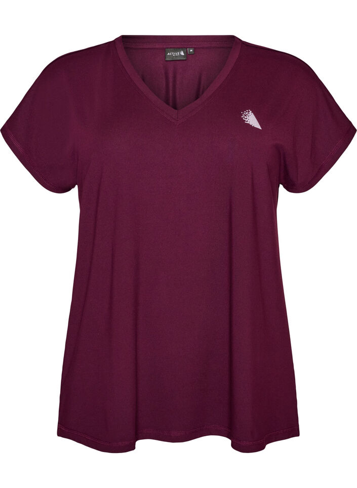 L&ouml;s tr&auml;ningst-shirt med v-ringning, Lila, Packshot image number 0