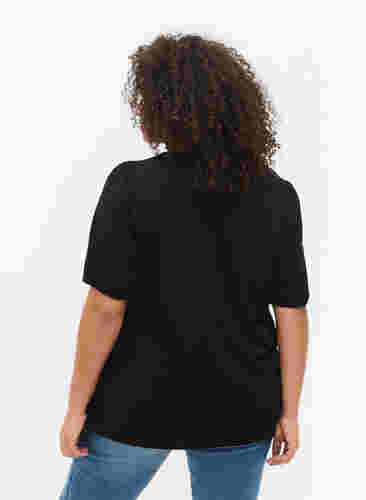 T-shirt i bomull med 2/4-ärmar, Black, Model image number 1