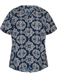 V-ringad blus med korta &auml;rmar, Bl&aring;