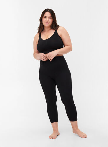 Sömlösa 3/4-leggings, Black, Model image number 0