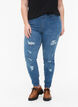 Jeggings med slitna detaljer, Blue denim, Model image number 2