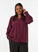 Skjortblus med broderade blomapplikationer, R&ouml;d, Model image number 0