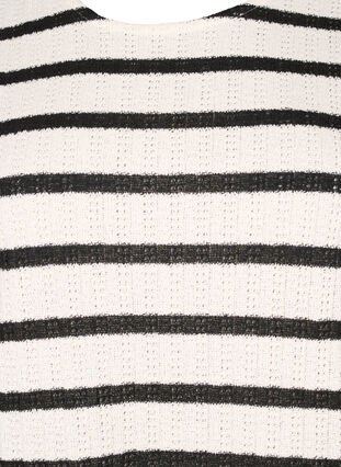 Kortärmad blus med kontrastfärgade ränder, Sand Black Stripe, Packshot image number 2