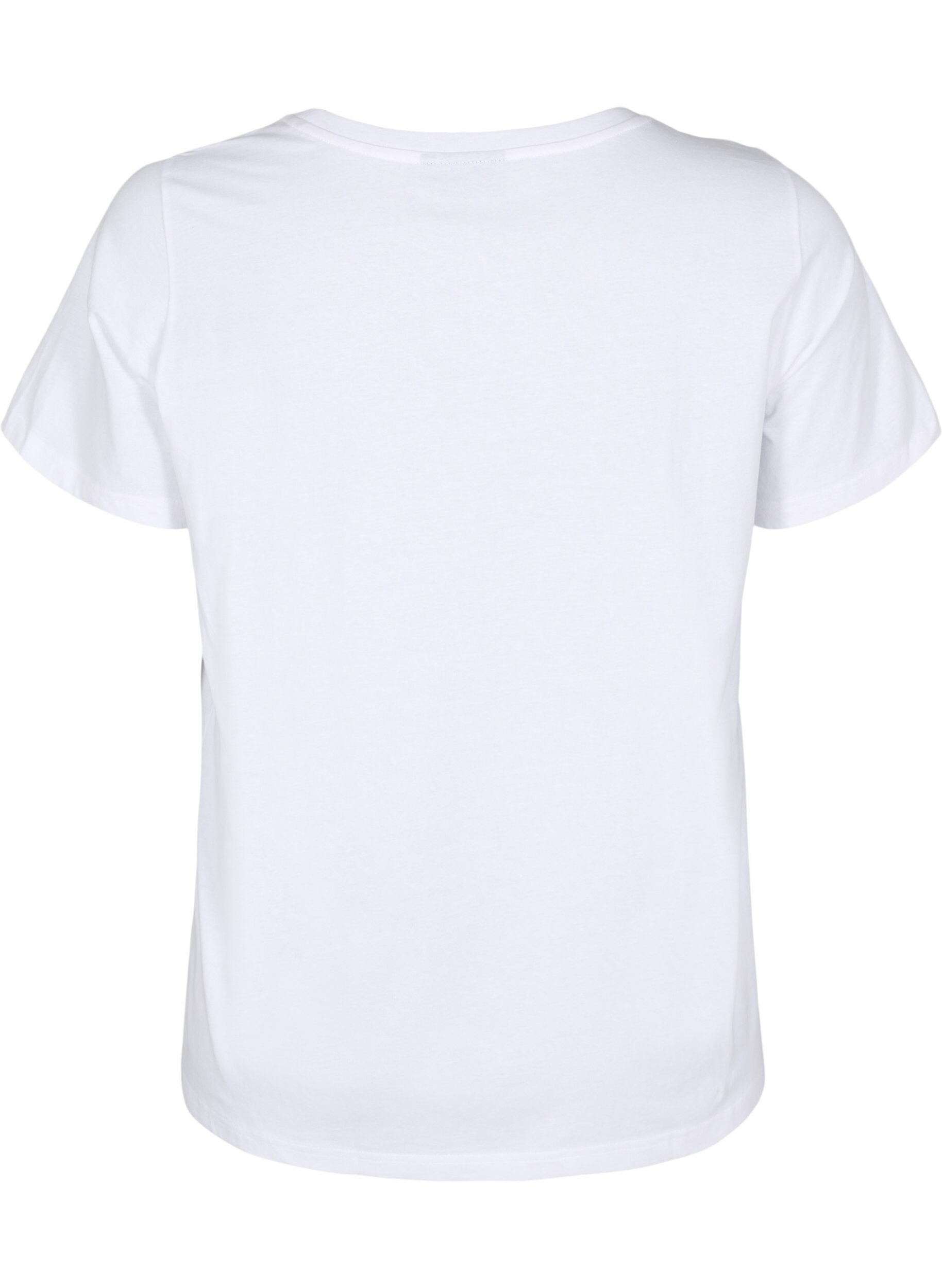 Zizzi T-shirt i bomull med motiv, Bright W. w. Heart, Packshot image number 1