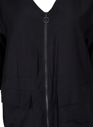 Tunika med dragkedja och 3/4-ärmar, Black, Packshot image number 2