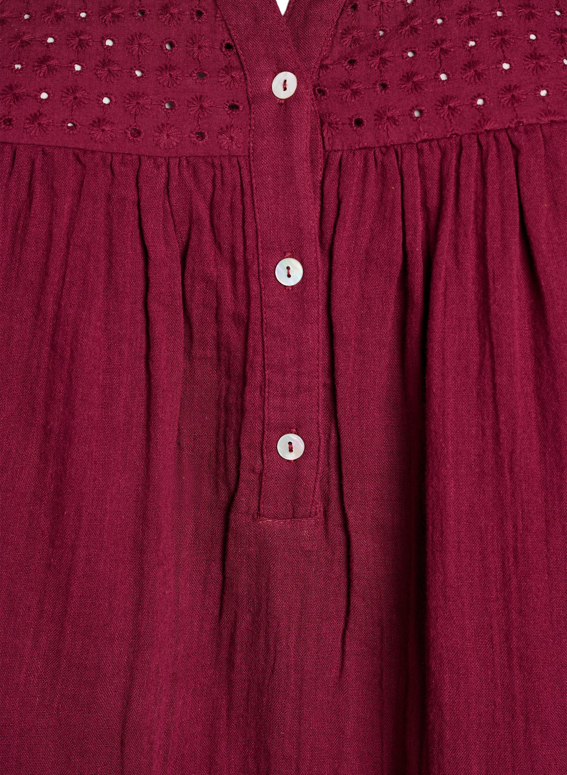 Zizzi Blus i bomullsmuslin med broderie anglaise, M&ouml;rk Bordeaux, Packshot image number 2