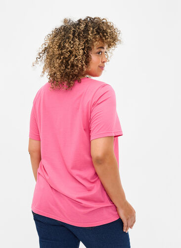 T-shirt från FLASH med tryck, Hot Pink Amour, Model image number 1