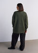 L&aring;ng ribbstickad blus med V-ringning, Gr&ouml;n, Model image number 2