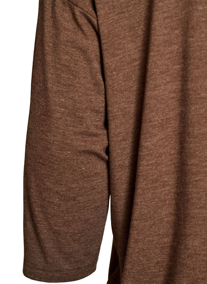 Jerseyblus med 3/4-&auml;rm, Brun, Packshot image number 3