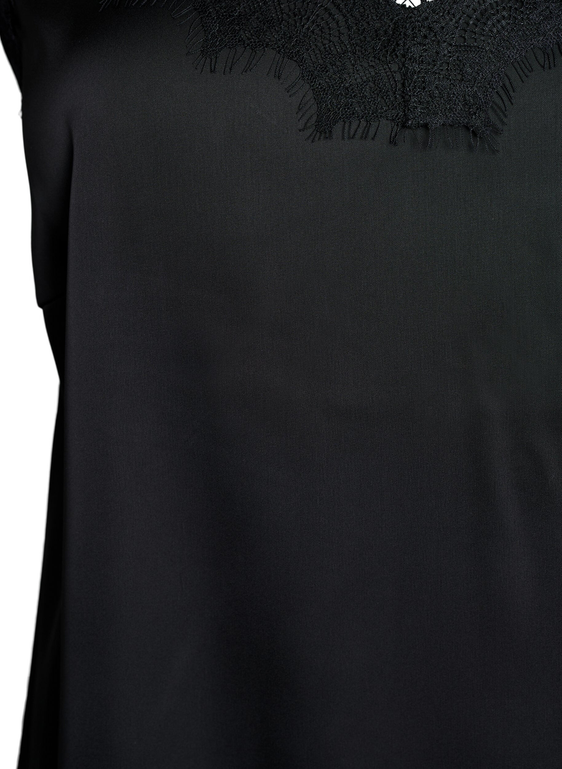 Zizzi Linne i satin med spets, Svart, Packshot image number 2