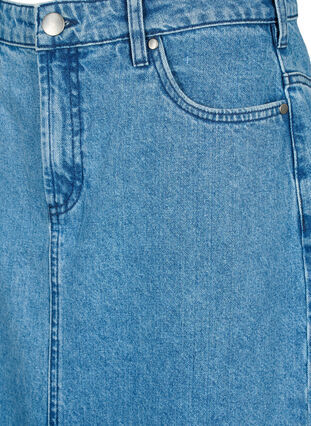 Medellång jeanskjol med slits baktill, Denim Blue, Packshot image number 2