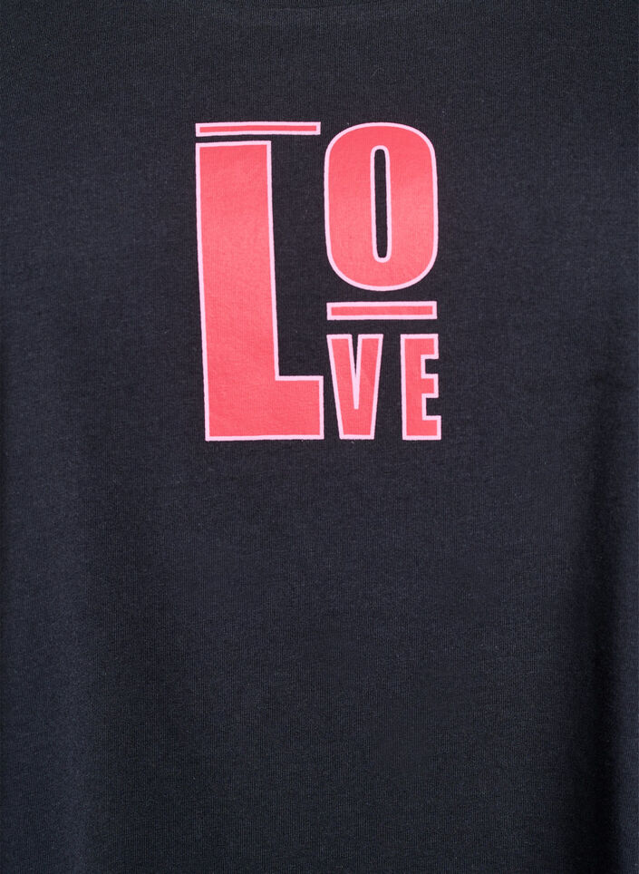 L&aring;ng natt-t-shirt i ekologisk bomull med tryck, Gr&aring;, Packshot image number 2