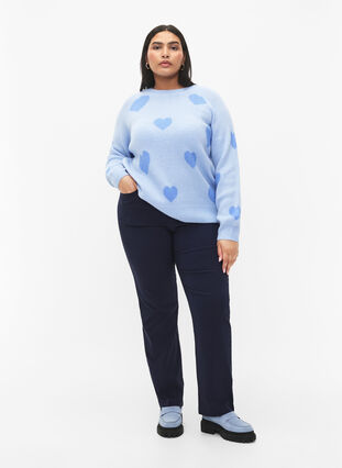 Pullover med hjärtan, Ch. Blue/Blue Bonnet, Model image number 2