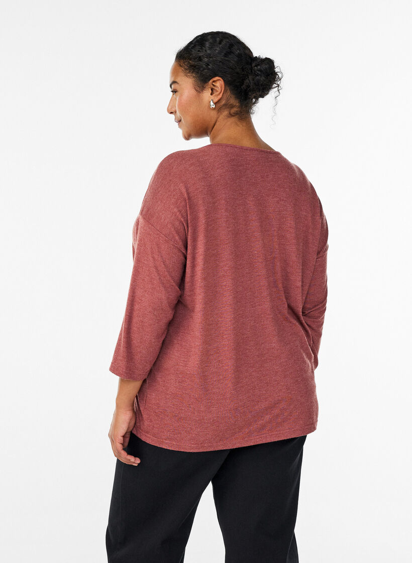 Jerseyblus med 3/4-&auml;rm, R&ouml;d, Model image number 2