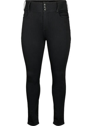 Superslimmade Bea-jeans med extra hög midja, Black, Packshot image number 0