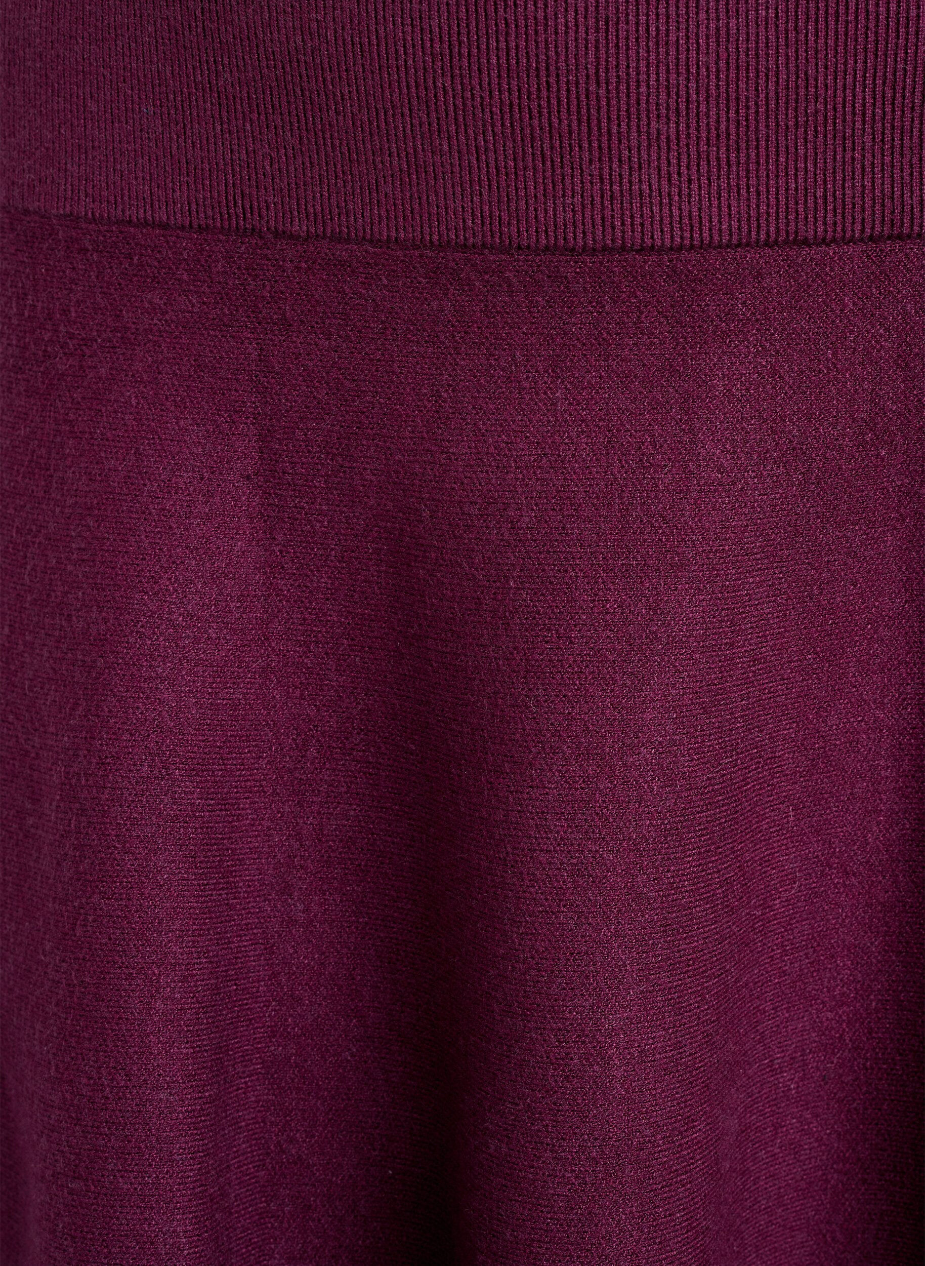 ZizziKort a-linjeformad kjol i stickat, M&ouml;rk Bordeaux, Packshot image number 2
