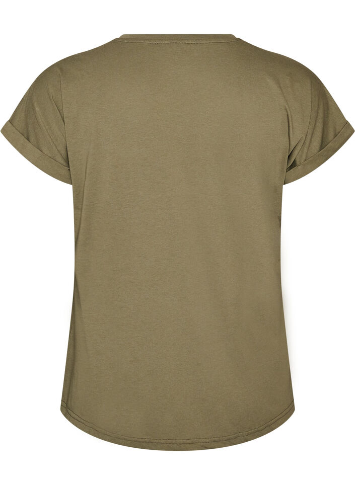 T-shirt med dekorativt tryck framtill, Gr&ouml;n, Packshot image number 1