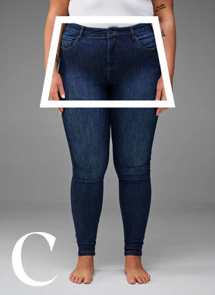 Mycket åtsittande jeans med hög midja, Dark Blue, Model image number 2