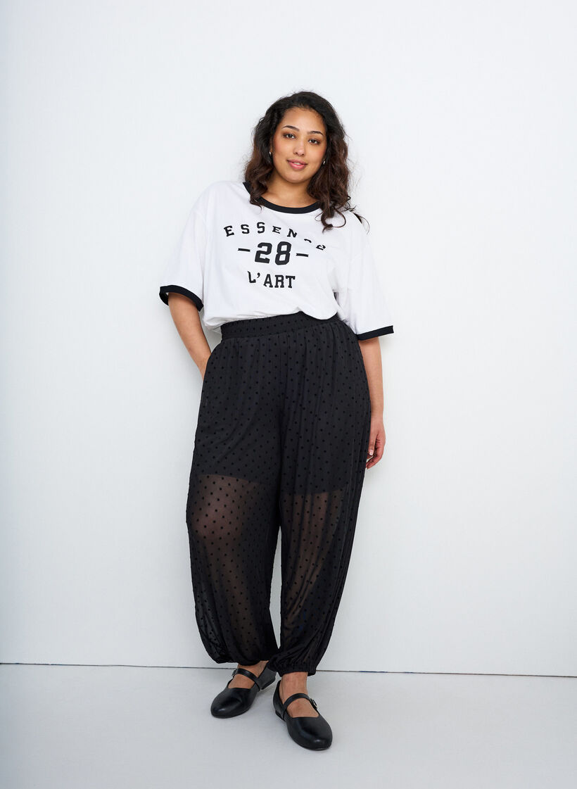 T-shirt i bomull med texttryck och boxig passform, Vit, Image image number 0