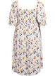 Blommig midikl&auml;nning i viskos med smock, Vit, Packshot image number 1