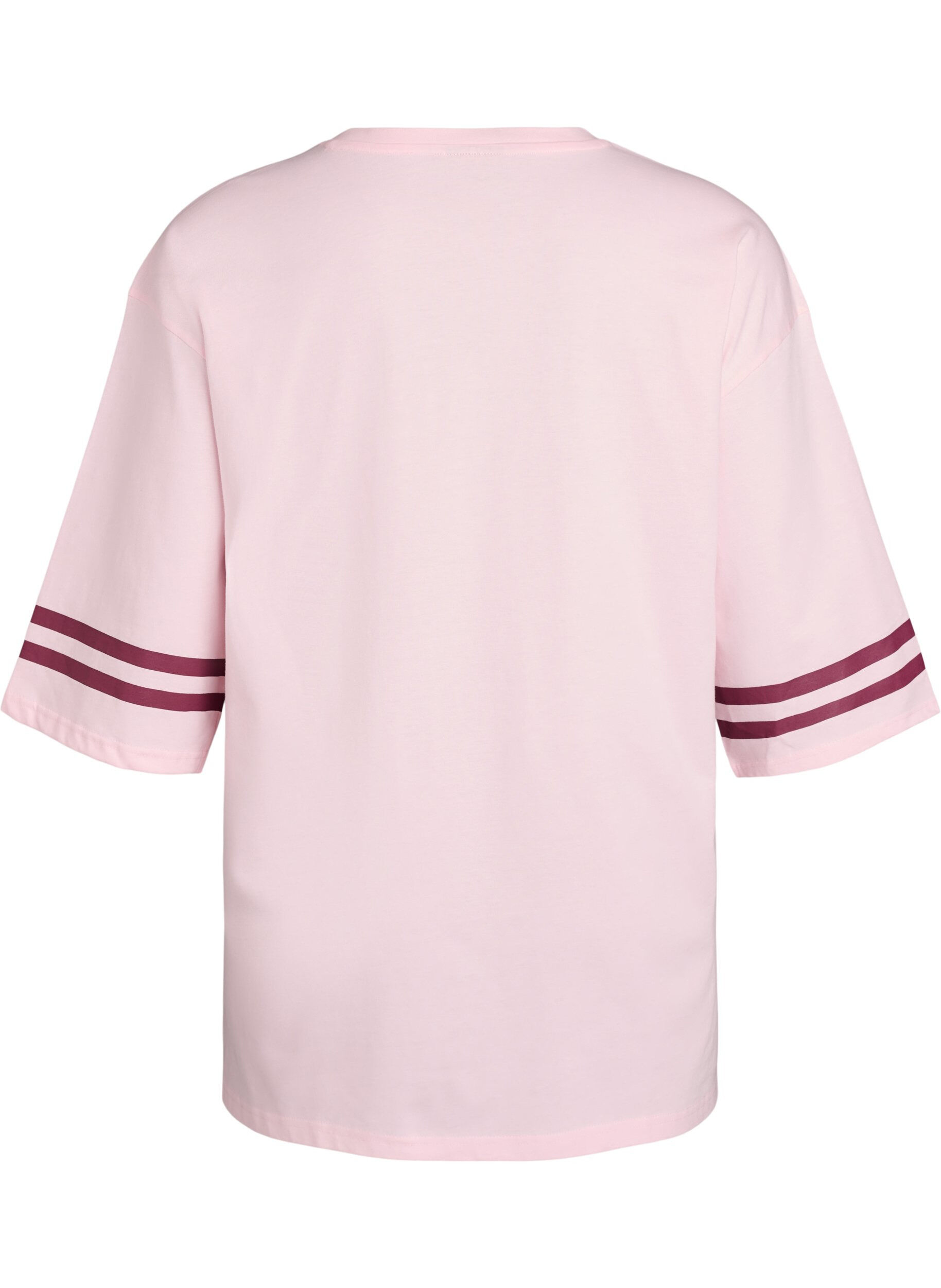 Zizzi Oversized college-t-shirt med 3/4-&auml;rm, Rosa, Packshot image number 1