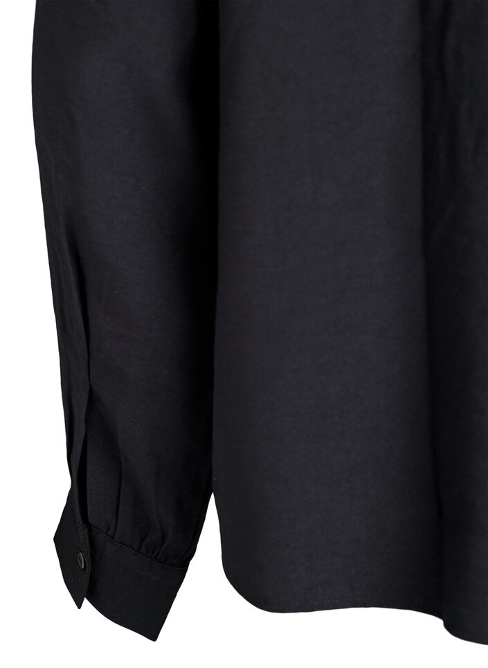 Skjortblus med knappdetalj baktill, Svart, Packshot image number 3