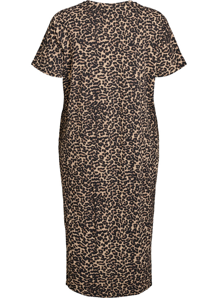 T-shirtkl&auml;nning i midil&auml;ngd med V-ringning, Brun, Packshot image number 1