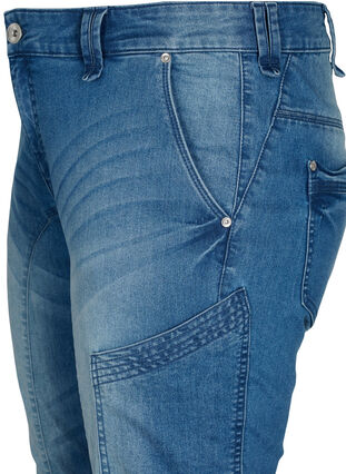 Slim fit capri-jeans med fickor, Light blue denim, Packshot image number 2