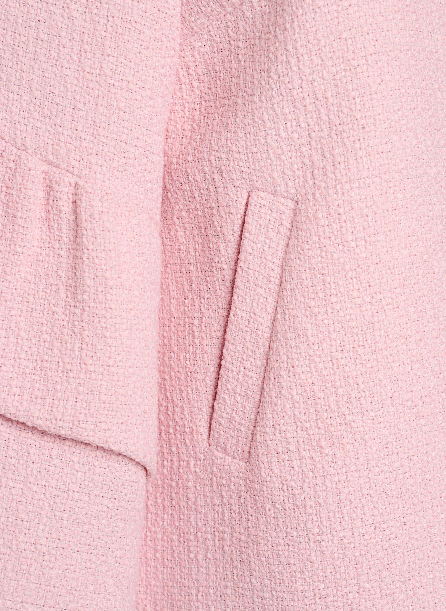 ZizziJacka i boucl&eacute; med volangdetaljer, Rosa, Packshot image number 3