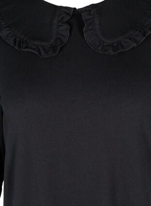Tunika med 3/4-ärmar och volangkrage, Black, Packshot image number 2