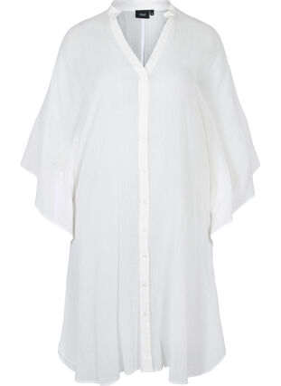 Strandklänning av bomull med knappar, Bright White, Packshot image number 0