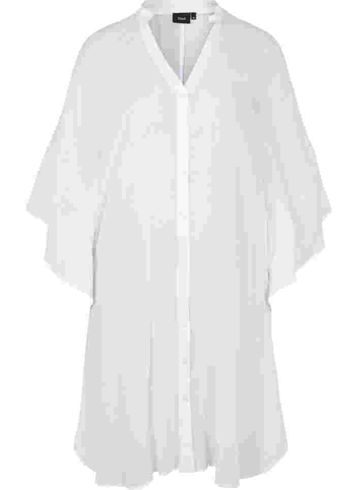 Strandklänning av bomull med knappar, Bright White, Packshot