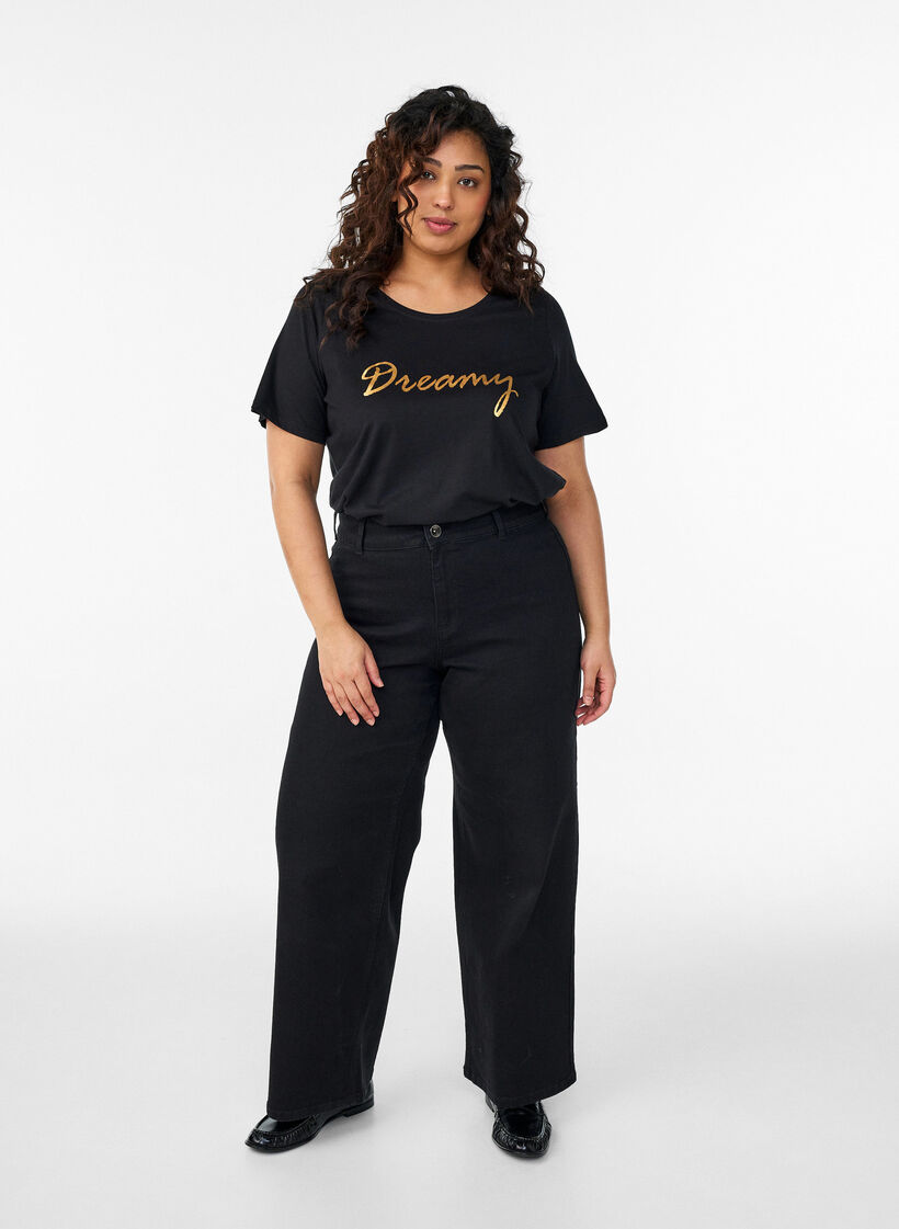 T-shirt med tryck, Svart, Model image number 1