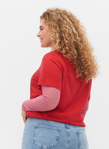 Mesh-tröja med tryck, Cashmere Rose Dot, Model image number 1
