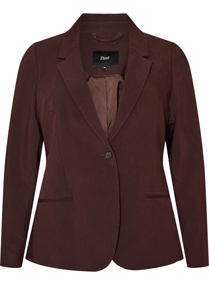 Klassisk kavaj med en knapp, Brun, Packshot image number 0