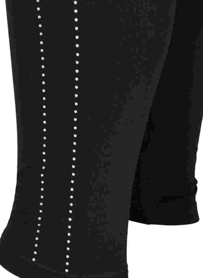 Leggings i viskos med strass, Black, Packshot image number 3