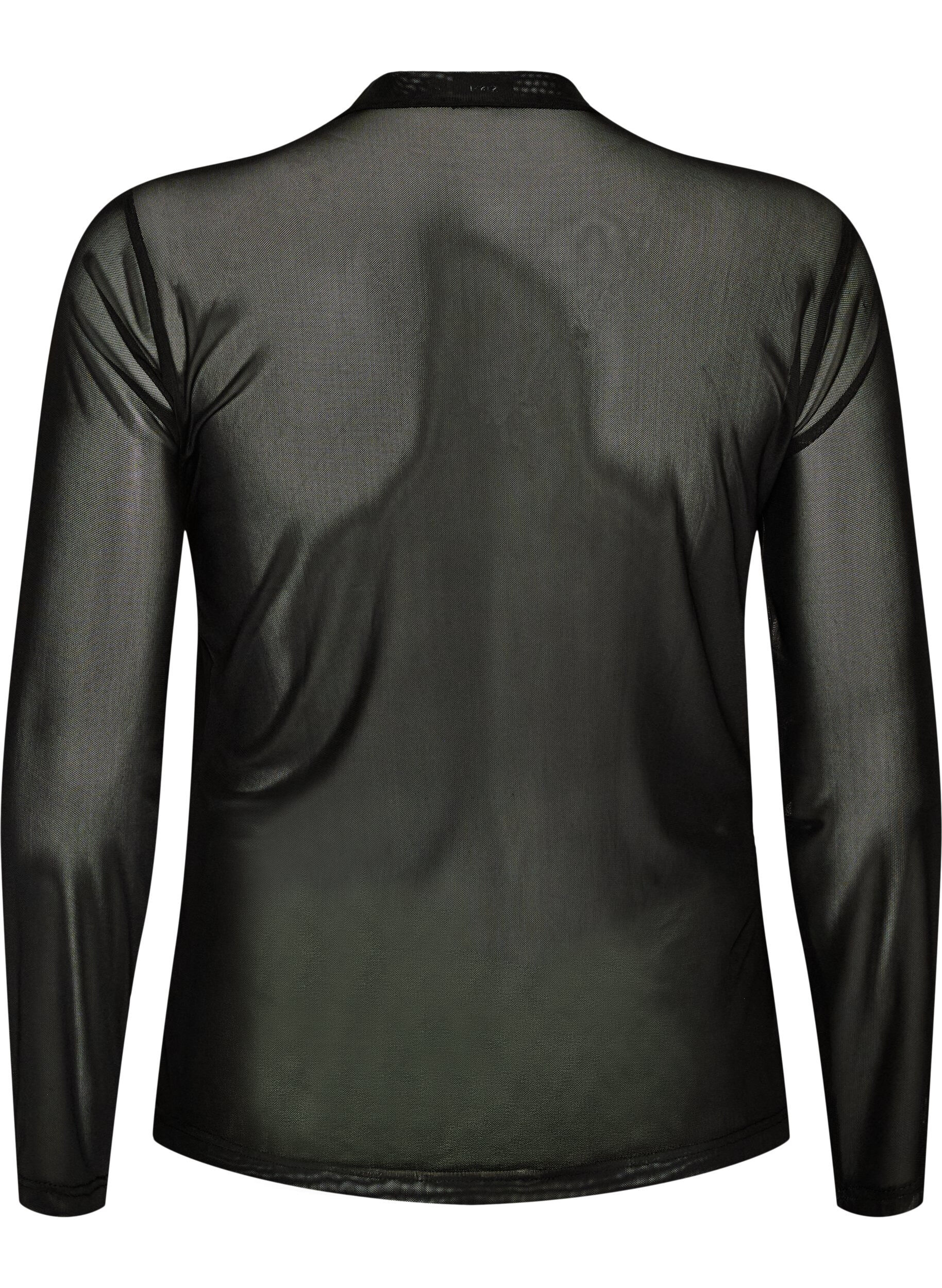 ZizziFigursydd blus i mesh med l&aring;nga &auml;rmar, Svart, Packshot image number 1