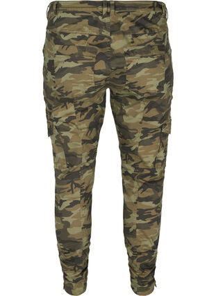 Cropped jeans med camouflageprint, Ivy Green/Camo, Packshot image number 1