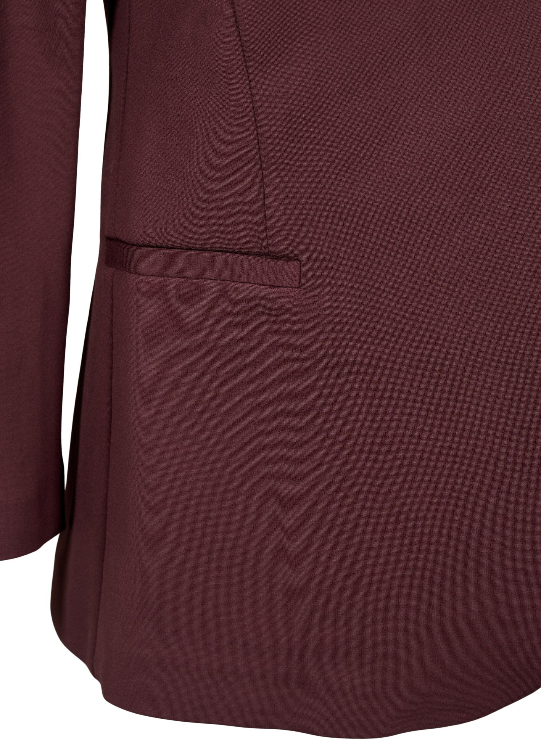 Zizzi Enkel blazer med knapp, M&ouml;rk Bordeaux, Packshot image number 3