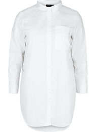 Lång bomullsskjorta med bröstficka, White