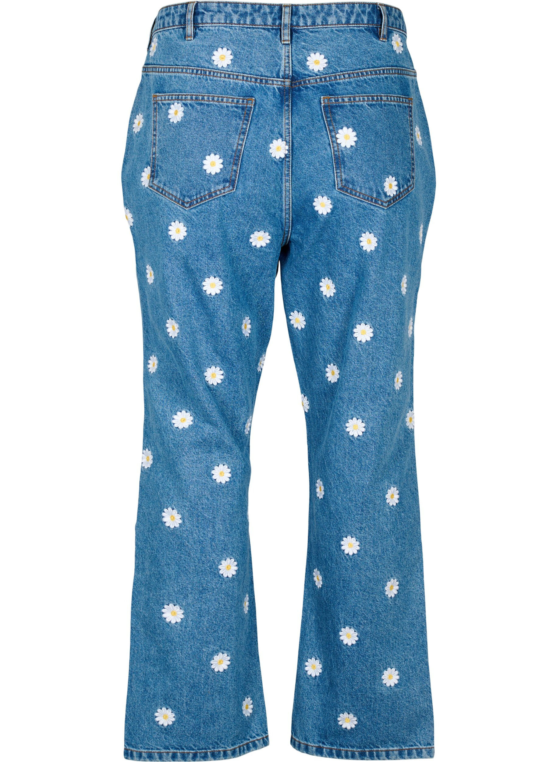 Zizzi Gemma-jeans med h&ouml;g midja och pr&auml;stkragar, Bl&aring;, Packshot image number 1