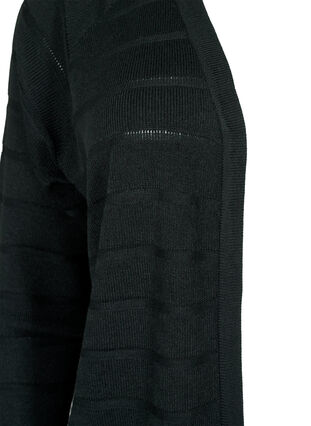 Stripad ton-i-ton kofta, Black, Packshot image number 2