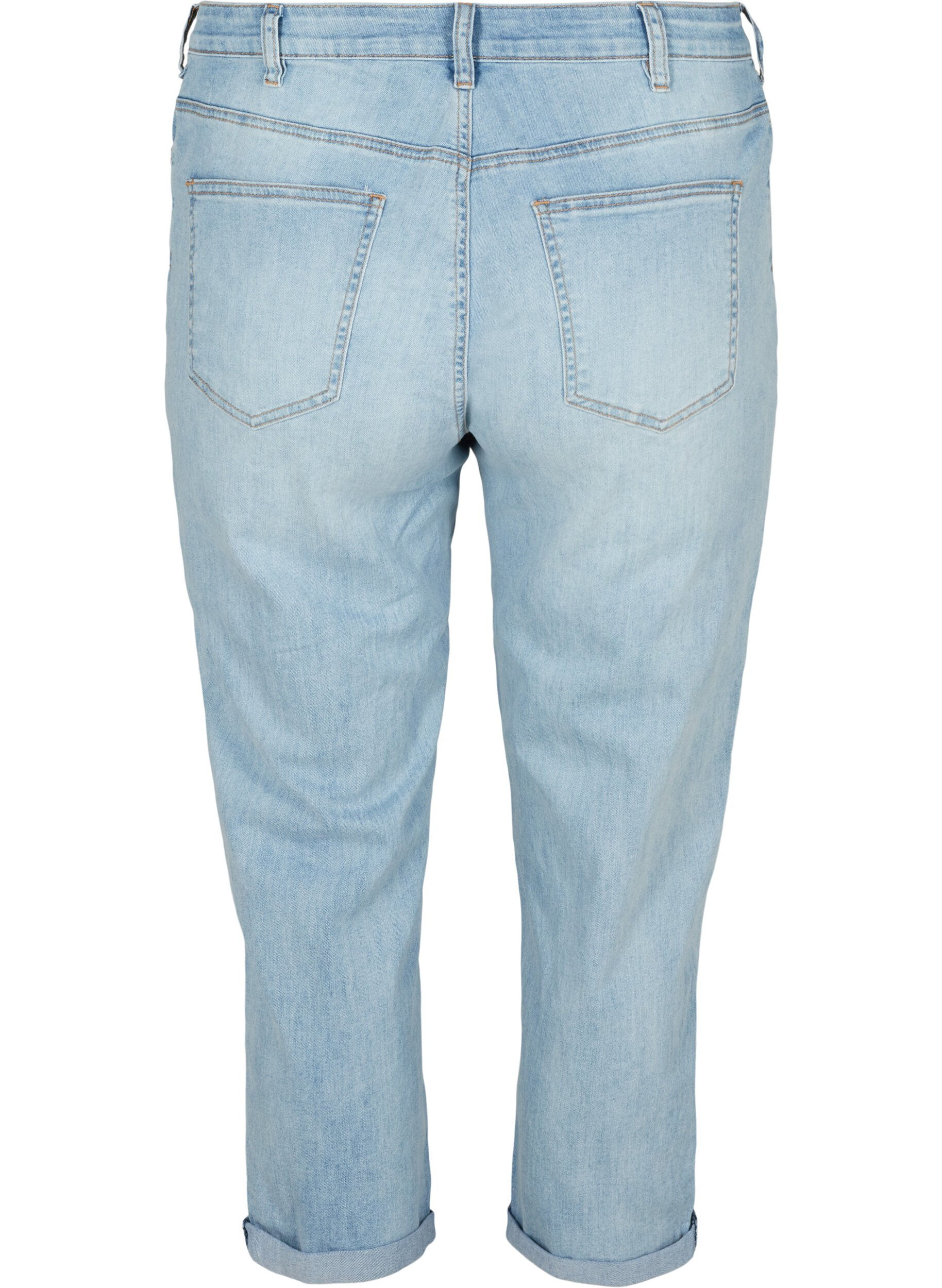 ZizziCroppade jeans med uppvikta ben och h&ouml;g midja, Bl&aring;, Packshot image number 1