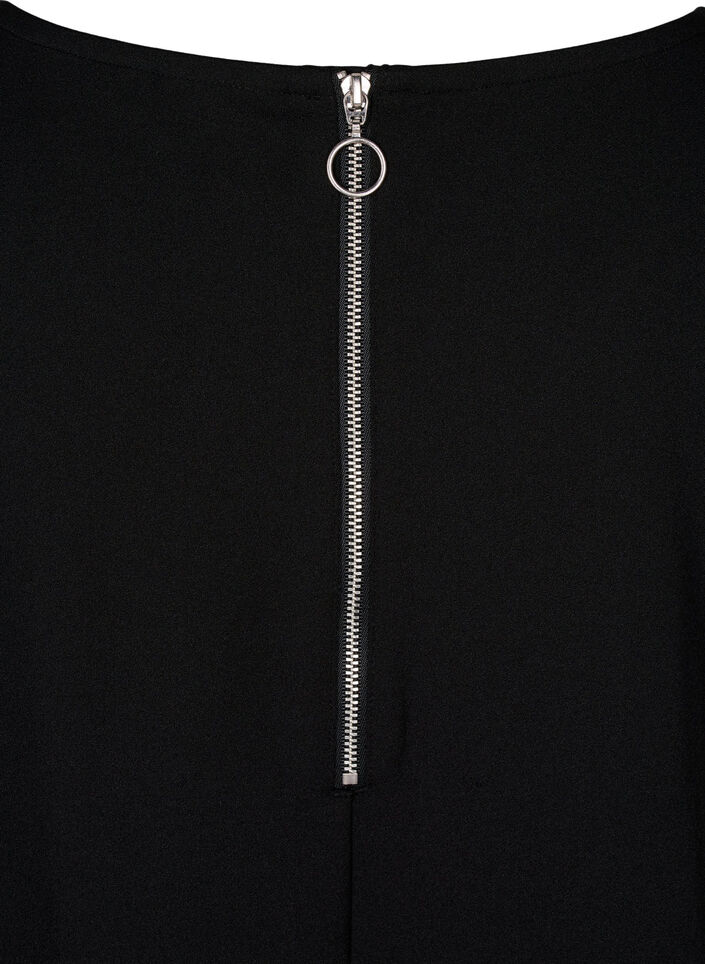 FLASH – Kort klänning med A-linjeform och trekvartsärmar, Svart, Packshot image number 3