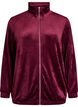 Cardigan i velour med dragkedja och h&ouml;g krage, M&ouml;rk Bordeaux, Packshot image number 0