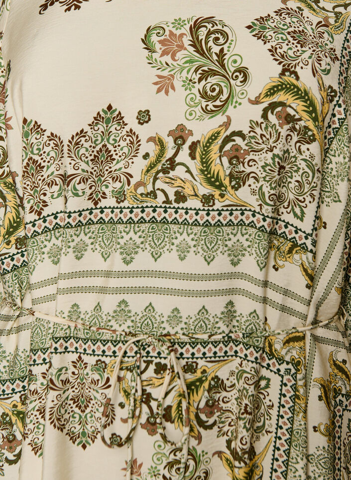 M&ouml;nstrad midikl&auml;nning i viskos med knytsk&auml;rp, Gr&ouml;n, Packshot image number 2