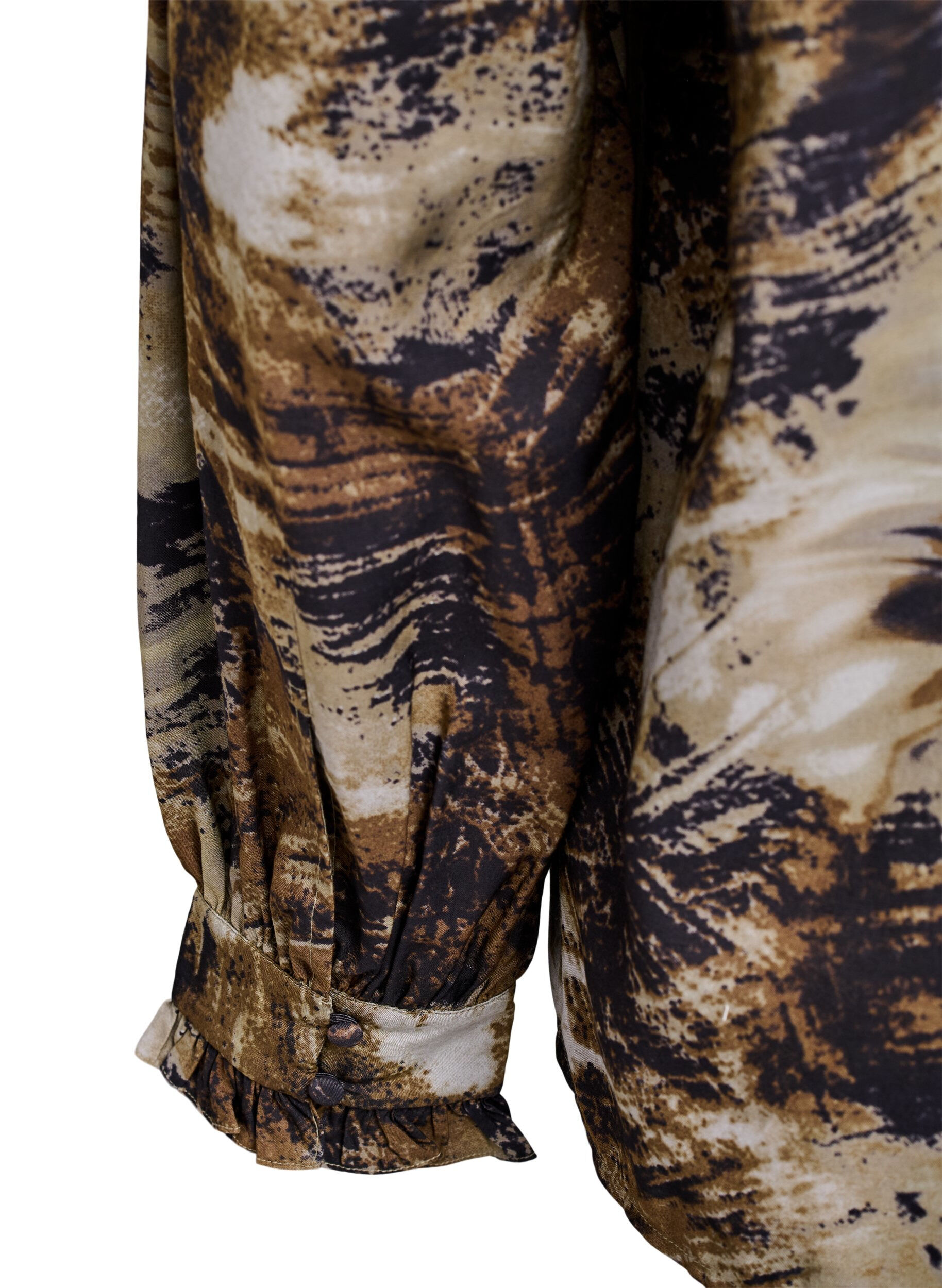 Zizzi Blus med tryck och knappar, Gr&ouml;n, Packshot image number 3