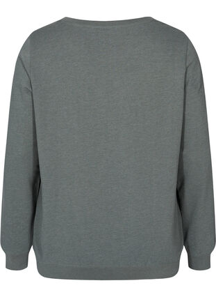 Cool sweatshirt med tryck, Balsam Green Mel, Packshot image number 1